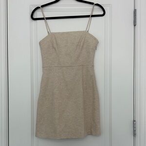 Zara Cream Rosette Mini Dress with Spaghetti Straps